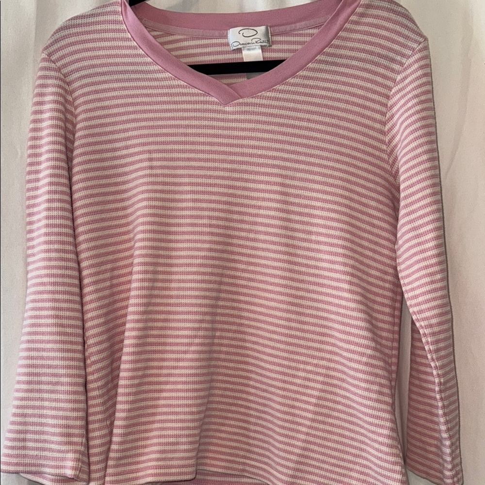 Pink Striped V-Neck Top